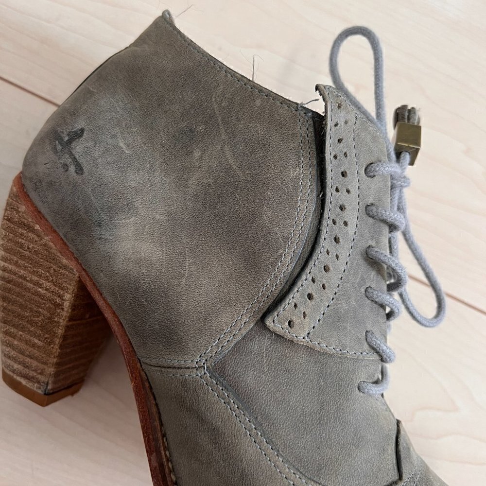 Anthropologie J Shoes Sidesaddle Lace Up Heeled Oxford Shoes Sz 37.5 - Picture 11 of 14